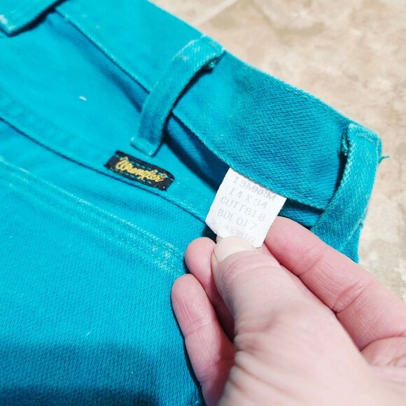 Vintage Wrangler Womens14 High Rise Straight Leg Jeans Teal USA Made 13MNRM - Picture 9 of 10